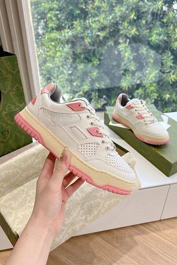 Женские кроссовки Gucci Premium - White / Pink   