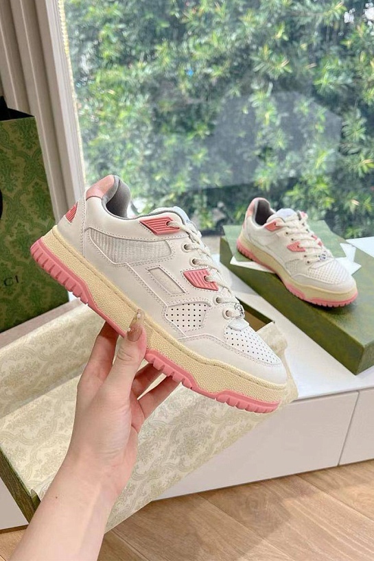 Женские кроссовки Gucci Premium - White / Pink