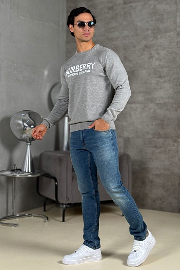 Мужской джемпер Burberry logo-intarsia - Grey   