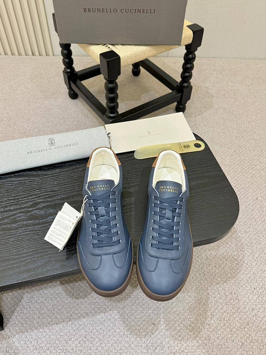 Кожаные кроссовки Brunello Cucinelli low-top - Blue