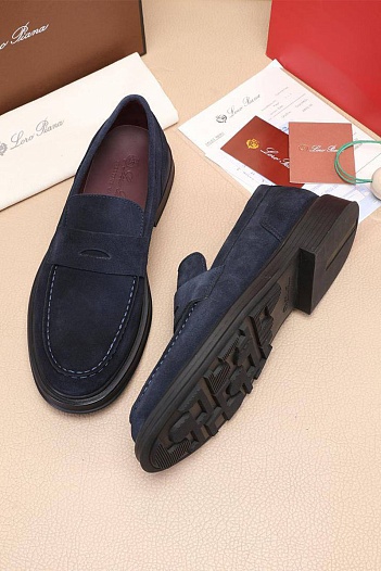 Замшевые лоферы Loro Piana Travis - Navy   
