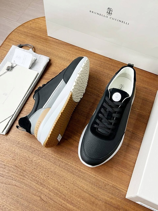 Кожаные кроссовки Brunello Cucinelli Premium - Black