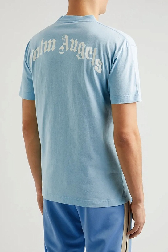 Голубая оверсайз футболка Palm Angels Bear Classic