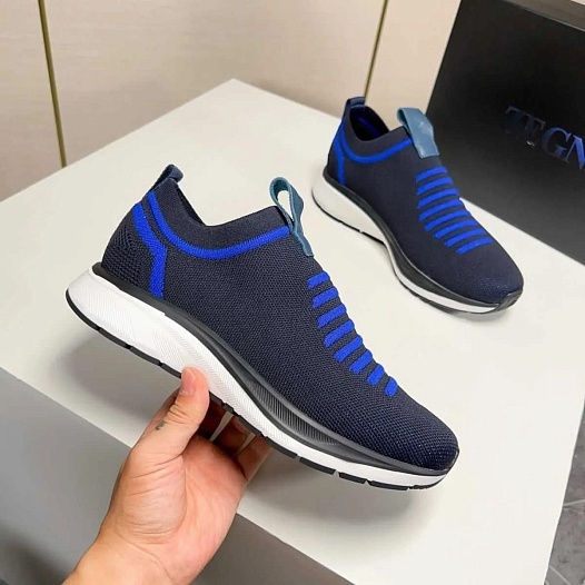 Мужские текстильные кроссовки Ermenegildo Zegna - Blue   