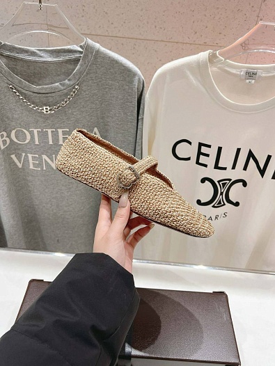 Женские плетёные балетки ALaia Premium - Beige   