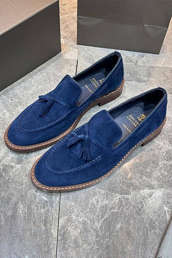 Замшевые лоферы Brunello Cucinelli tassels - Navy   