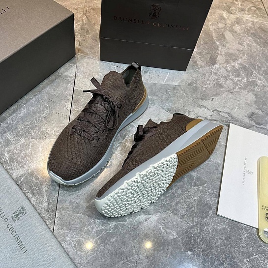 Мужские кроссовки Brunello Cucinelli knitted - Brown