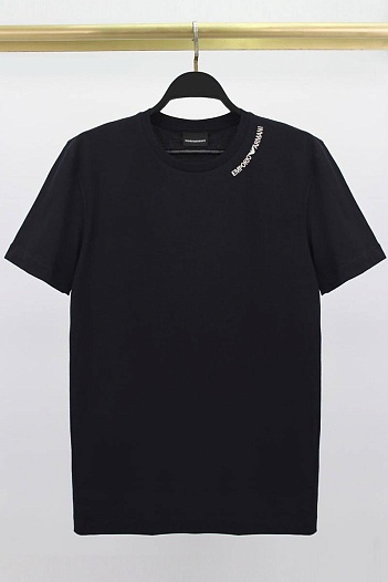 Чёрная футболка Emporio Armani logo-embroidered   