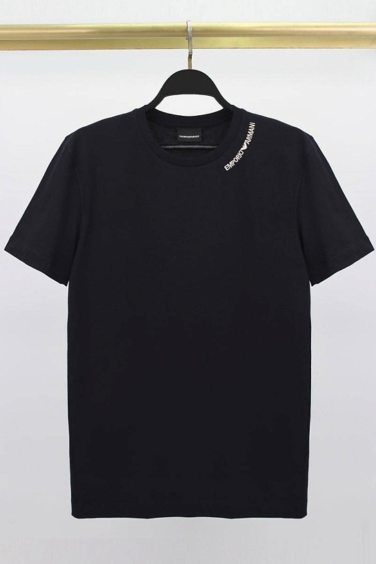 Чёрная футболка Emporio Armani logo-embroidered