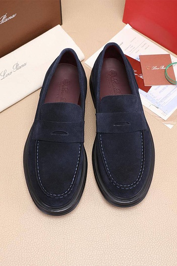 Замшевые лоферы Loro Piana Travis - Navy   