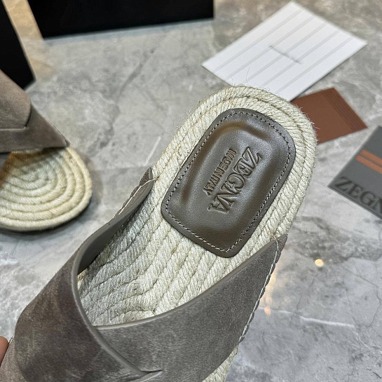 Мужские шлёпанцы Ermenegildo Zegna suede - Light Brown