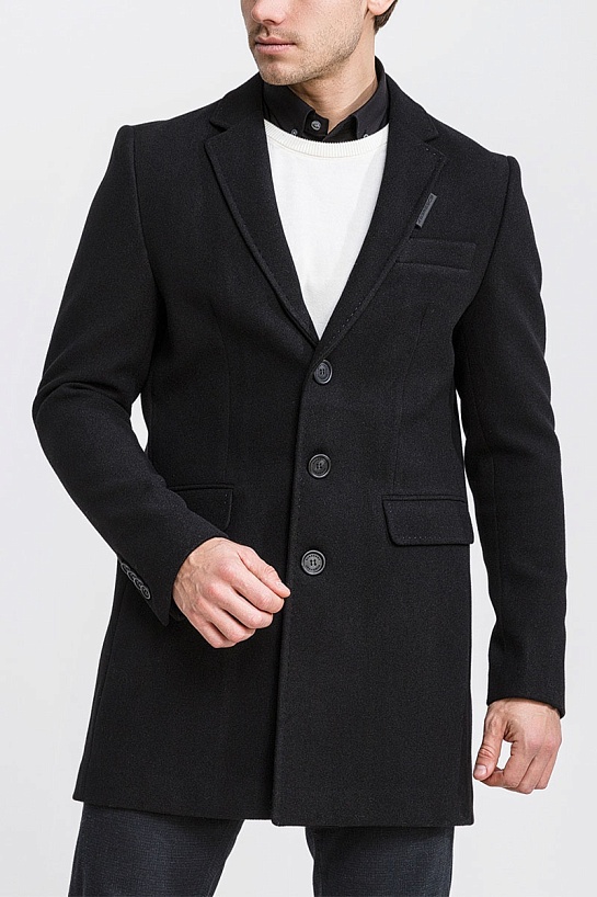 Чёрное мужское пальто Burberry logo label