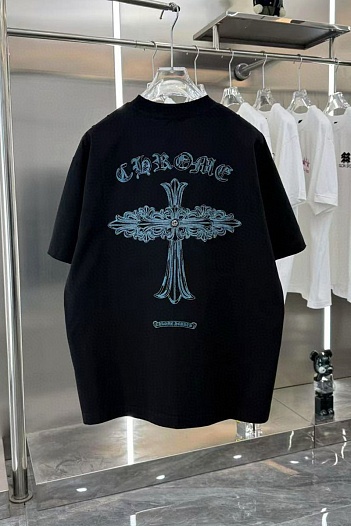 Чёрная оверсайз футболка Chrome Hearts Premium   