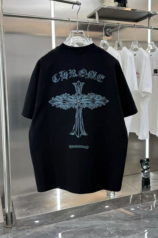 Чёрная оверсайз футболка Chrome Hearts Premium