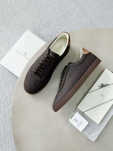Мужские кожаные кроссовки Brunello Cucinelli Premium   