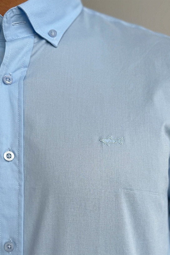 Рубашка голубого цвета Paul & Shark logo-embroidered