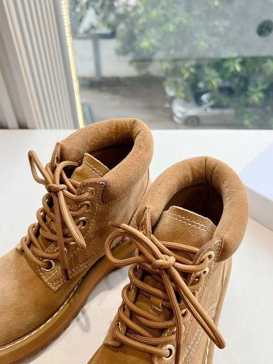 Женские замшевые ботинки Celine Premium - Brown