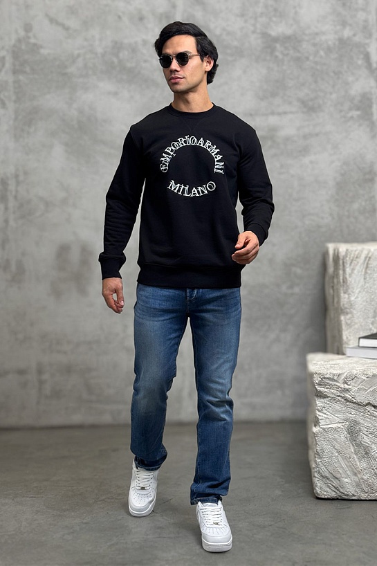 Чёрный свитшот Emporio Armani logo embroidery