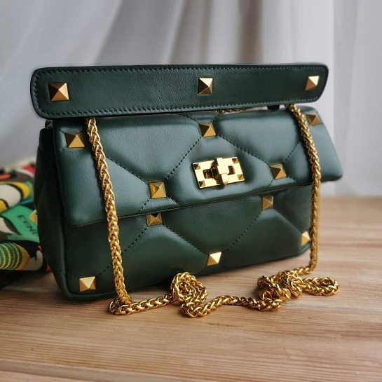 Женская сумка Valentino Roman Stud 25x14 см - Green