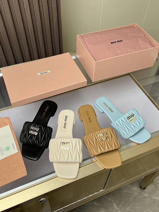 Женские шлёпанцы MIU MIU Premium - Beige