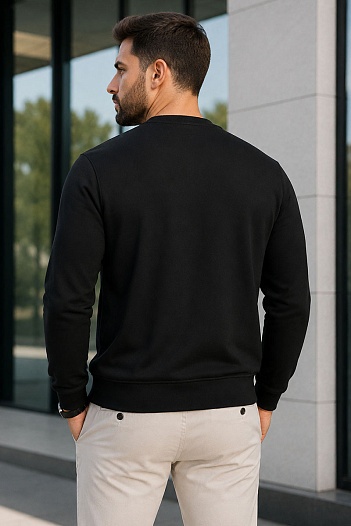 Мужской чёрный свитшот Emporio Armani 7 logo-print   