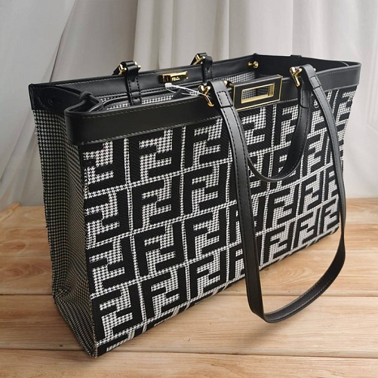 Женская сумка Fendi X-Tote shopper FF embroidery 41x28 см (2 расцветки)