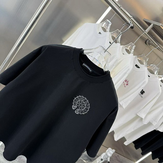 Чёрная оверсайз футболка Chrome Hearts Premium   