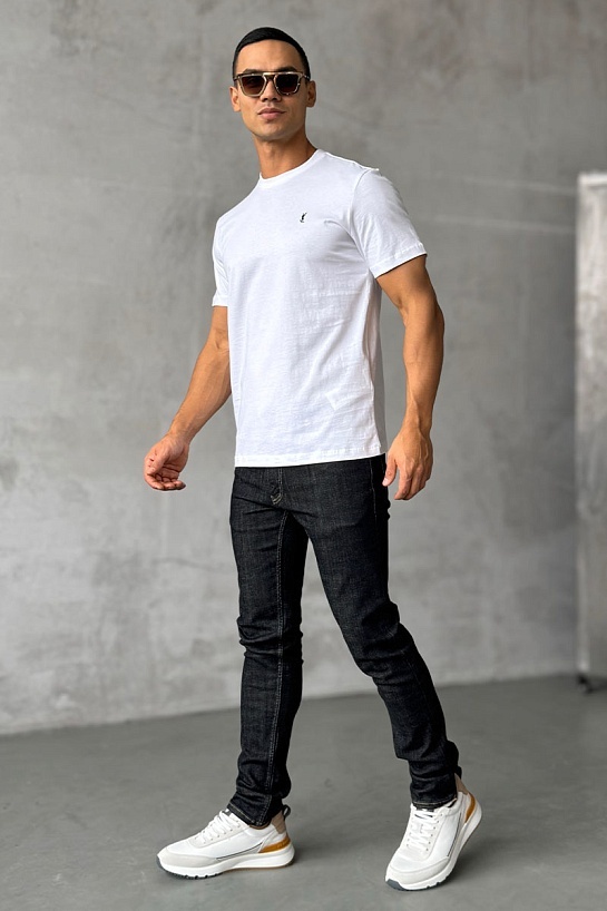 Мужская футболка Yves Saint Laurent logo-embroidered - White