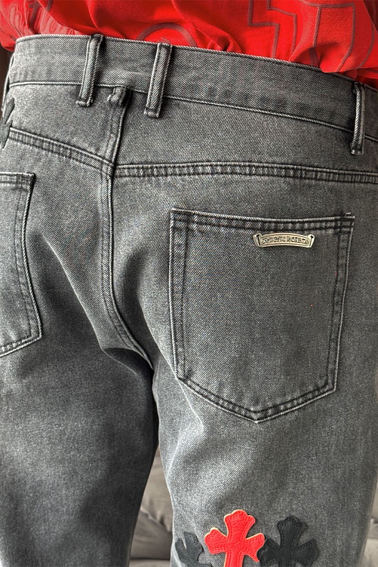 Мужские джинсы Chrome Hearts multi-patch - Black Washed