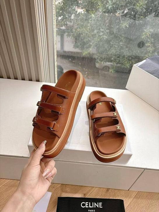 Женские шлёпанцы Celine Premium - Brown
