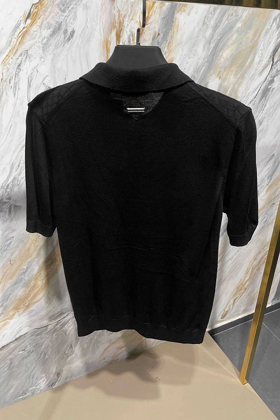 Мужское поло Stefano Ricci zip neck - Black