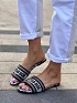 Женские шлепанцы Dior Dway Slide Embroidered Cotton