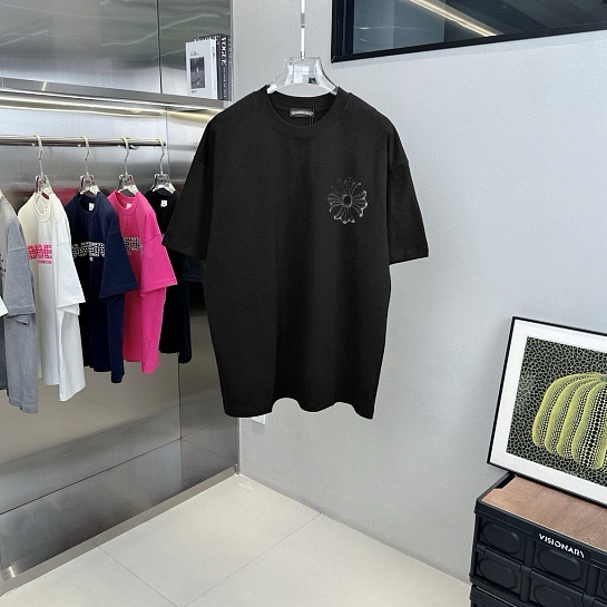 Чёрная оверсайз футболка Chrome Hearts Premium