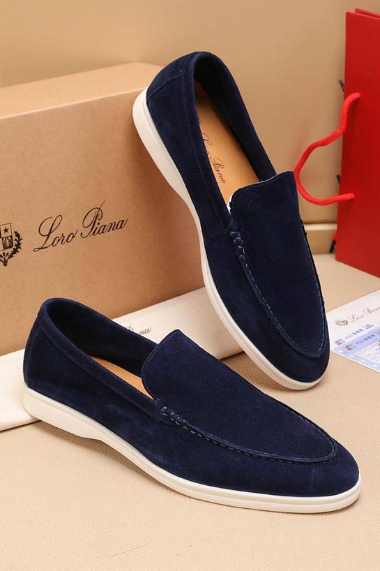 Мужские замшевые лоферы Loro Piana Summer Walk - Navy