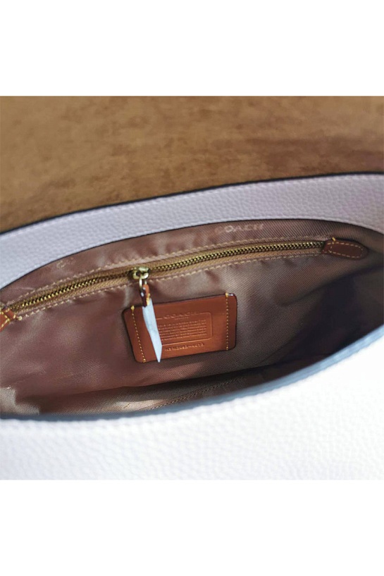 Кожаная сумка белого цвета Coach May 31x23 см