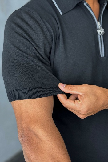 Мужское поло Stefano Ricci Eagle zip-neck - Black   