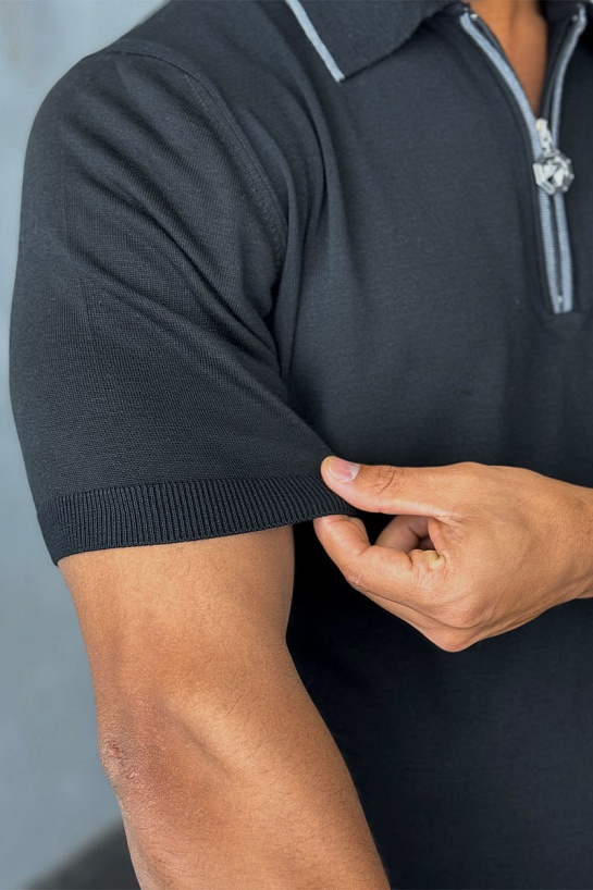 Мужское поло Stefano Ricci Eagle zip-neck - Black