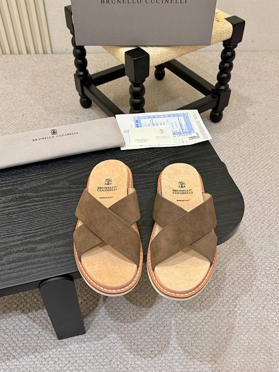 Замшевые шлёпанцы Brunello Cucinelli Crossover