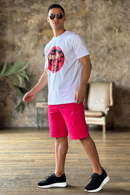 Белая мужская футболка Versace Medusa Smiley logo