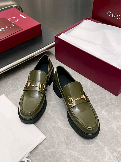 Женские кожаные лоферы Gucci Horsebit premium   