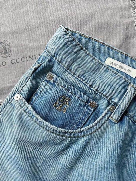 Мужские облегчённые джинсы Brunello Cucinelli Premium Traditional Fit - Blue