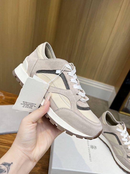 Женские замшевые кроссовки Brunello Cucinelli - Beige