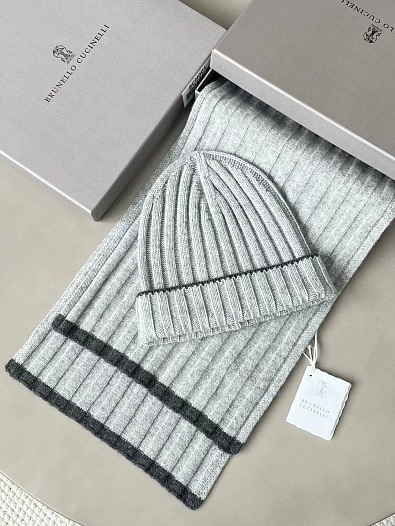 Кашемировый шарф Brunello Cucinelli Premium - Grey   