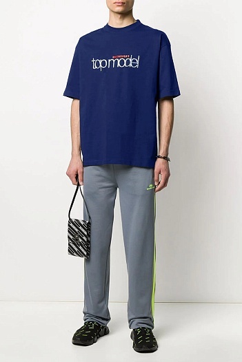Синяя оверсайз футболка Balenciaga Top Model logo-print   