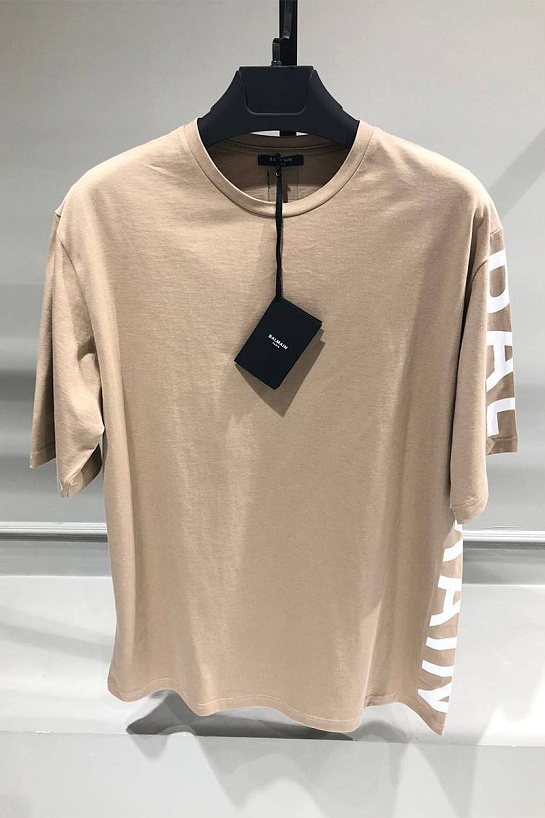 Оверсайз футболка Balmain бежевого цвета