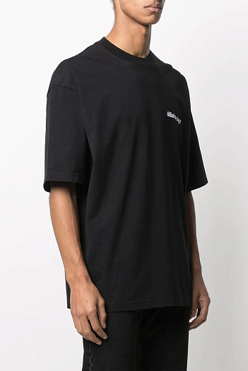 Чёрная оверсайз футболка Balenciaga logo-embroidered   
