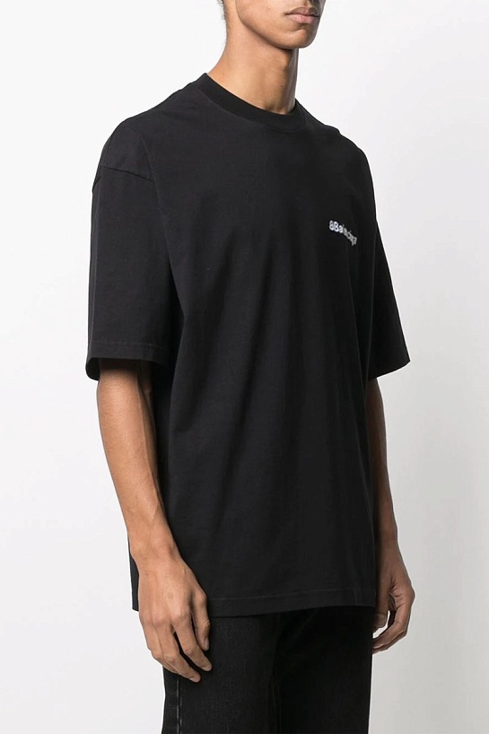 Чёрная оверсайз футболка Balenciaga logo-embroidered