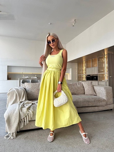 Женское платье лимонного цвета MIU MIU   