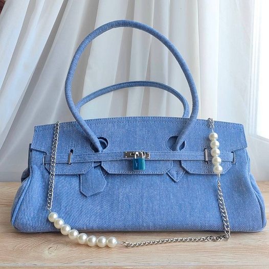 Женская джинсовая сумка Hermes Birkin 40x21 см (2 расцветки)   