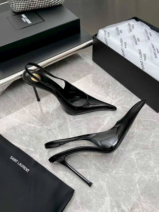 Женские кожаные туфли на каблуке Yves Saint Laurent premium